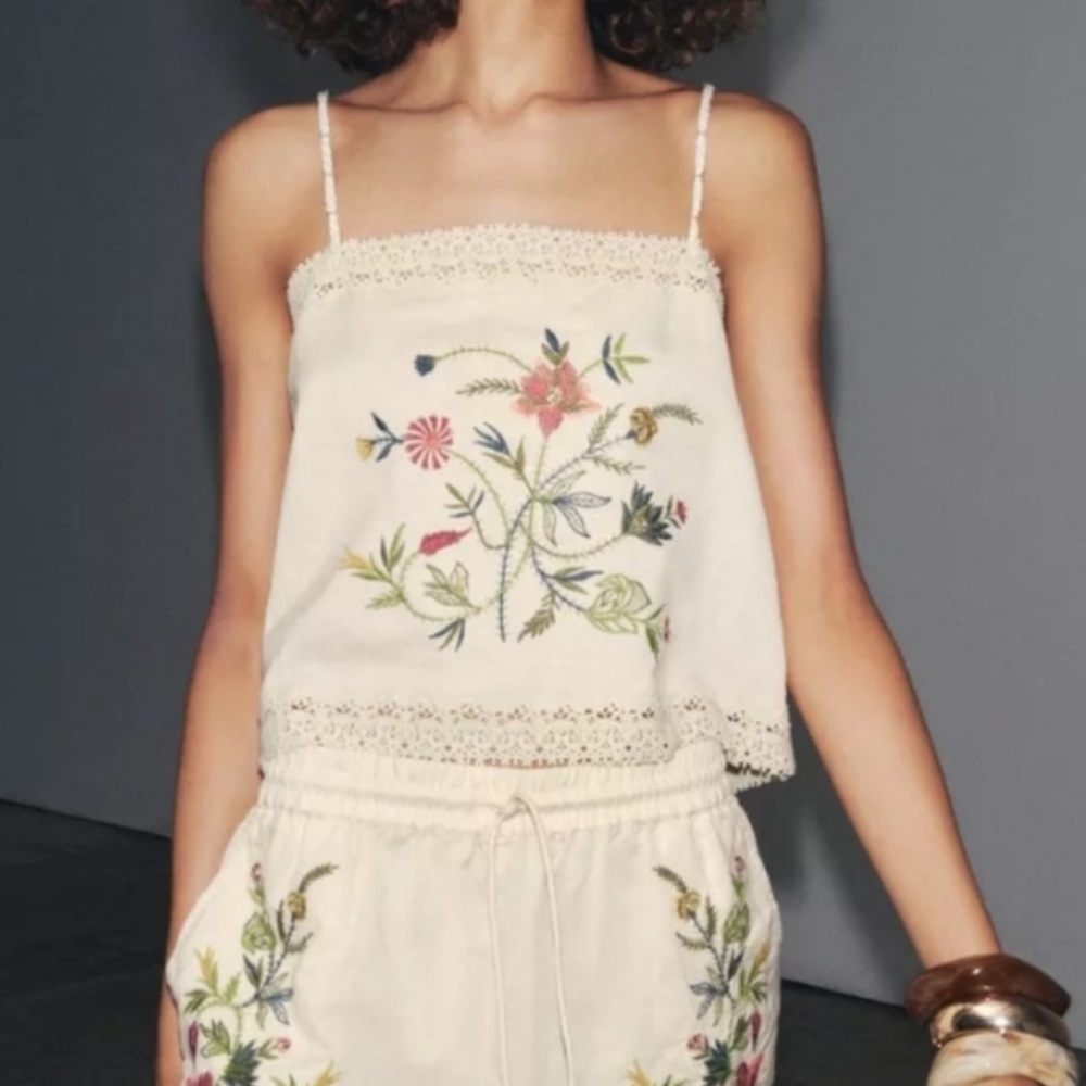 Zara ZW Collection Embroidered Top